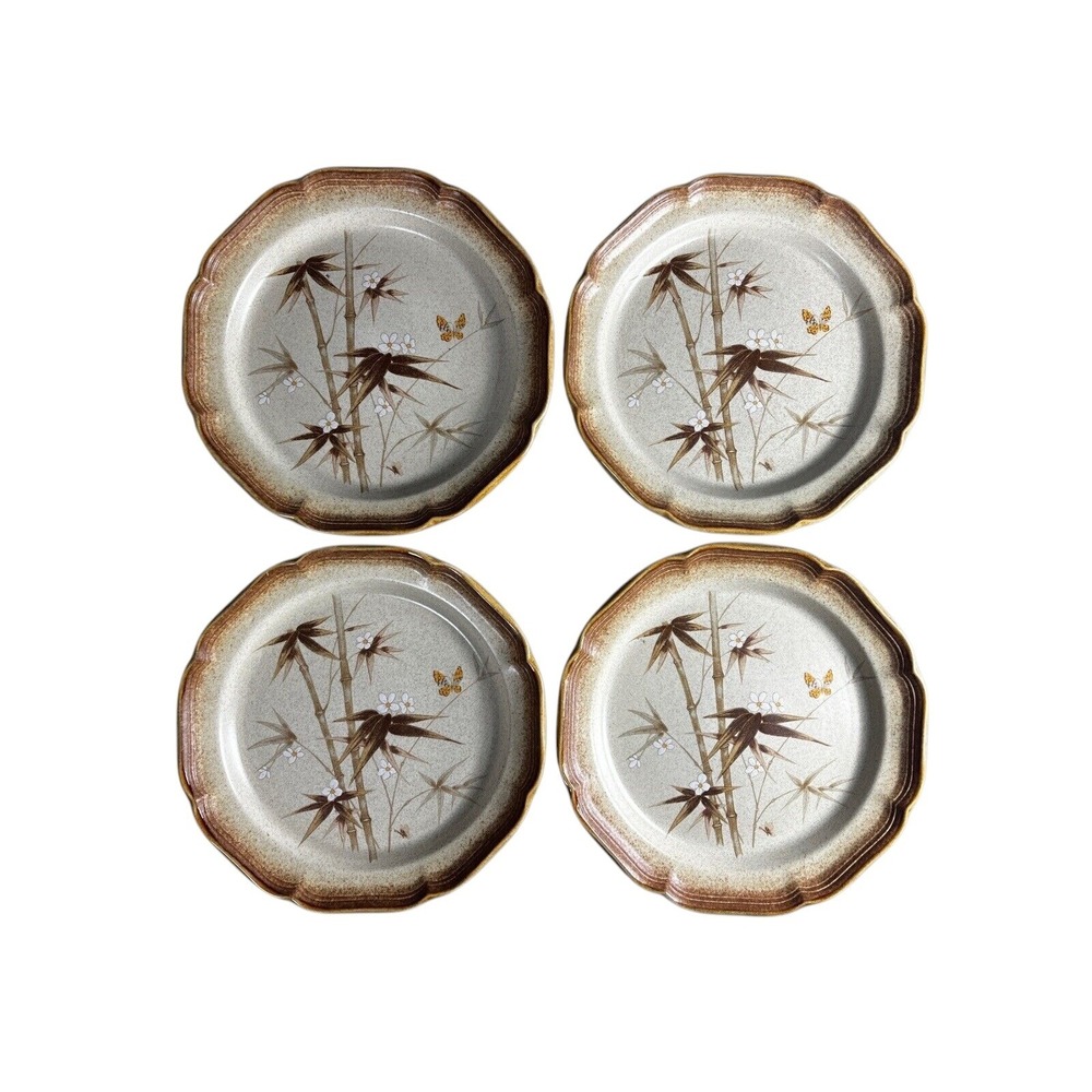 VINTAGE Mikasa Whole Wheat Bamboo Grove Dinner Plates - Set Of 11
